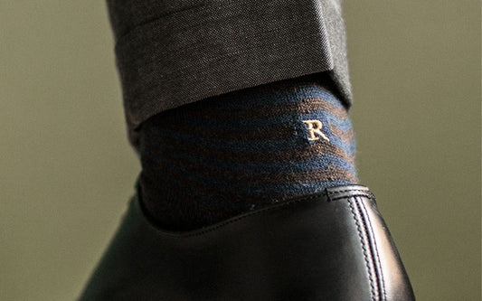 314 Riga(0,4) Cotone BLU MEL.-MARRONE ric.Senape-Ginocch.