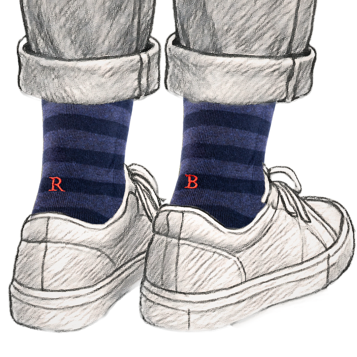 201 Riga (1,2) Cotone BLU NAVY - BLU MEL. ric.Rosso-Ginocchio (BOX 60pz IVA incl.)