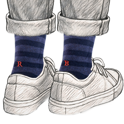 201 Riga (1,2) Cotone BLU NAVY - BLU MEL. ric.Rosso-Ginocchio (BOX 60pz IVA incl.)