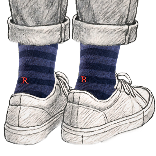 201 Riga (1,2) Cotone BLU NAVY - BLU MEL. ric.Rosso-Ginocchio (BOX 60pz IVA incl.)