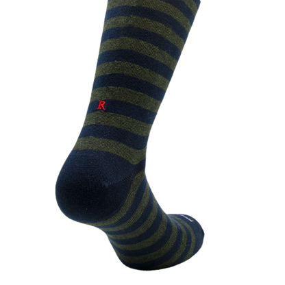 202 Riga (1,2) Cotone BLU NAVY - VERDE MEL. ric.Rosso-Ginocchio (BOX 60pz IVA incl.)