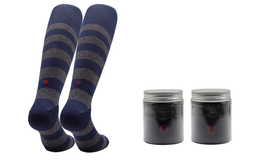 271 Riga(2,5) Cotone BLU NAVY-GRIGIO ric.Rosso-Ginocchio