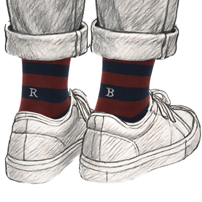 272 Riga(2,5) Cotone BLU NAVY-BORDO' ric.Grigio-Ginocchio (BOX 60pz IVA incl.)