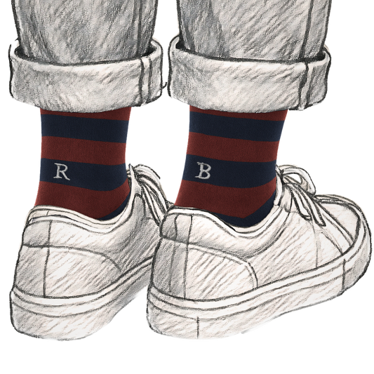 272 Riga(2,5) Cotone BLU NAVY-BORDO' ric.Grigio-Ginocchio (BOX 60pz IVA incl.)