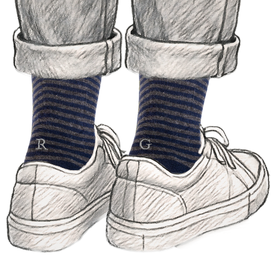 313 Riga(0,4) Cotone BLU NAVY-GRIGIO ric.Grigio-Ginocchio