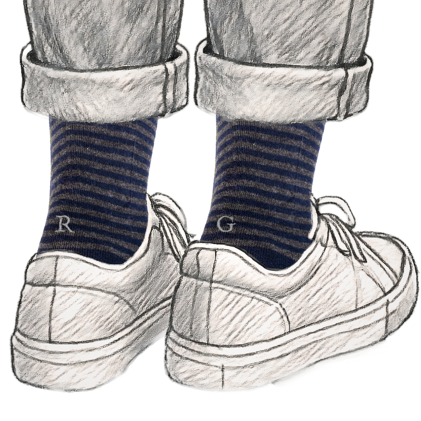 313 Riga(0,4) Cotone BLU NAVY - BLU MEL.ric.Grigio-Ginocch. (BOX 60pz IVA incl.)
