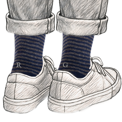 313 Riga(0,4) Cotone BLU NAVY - BLU MEL.ric.Grigio-Ginocch. (BOX 60pz IVA incl.)