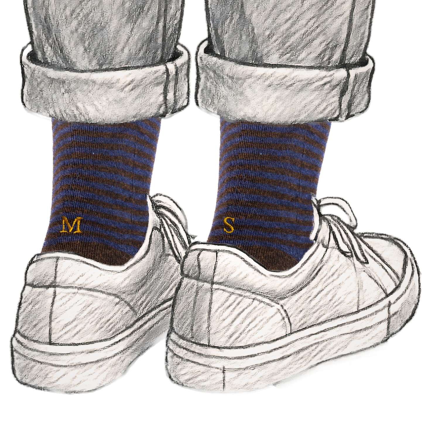 314 Riga(0,4) Cotone BLU MEL.-MARRONE ric.Senape-Ginocch. (BOX 60pz IVA incl.)